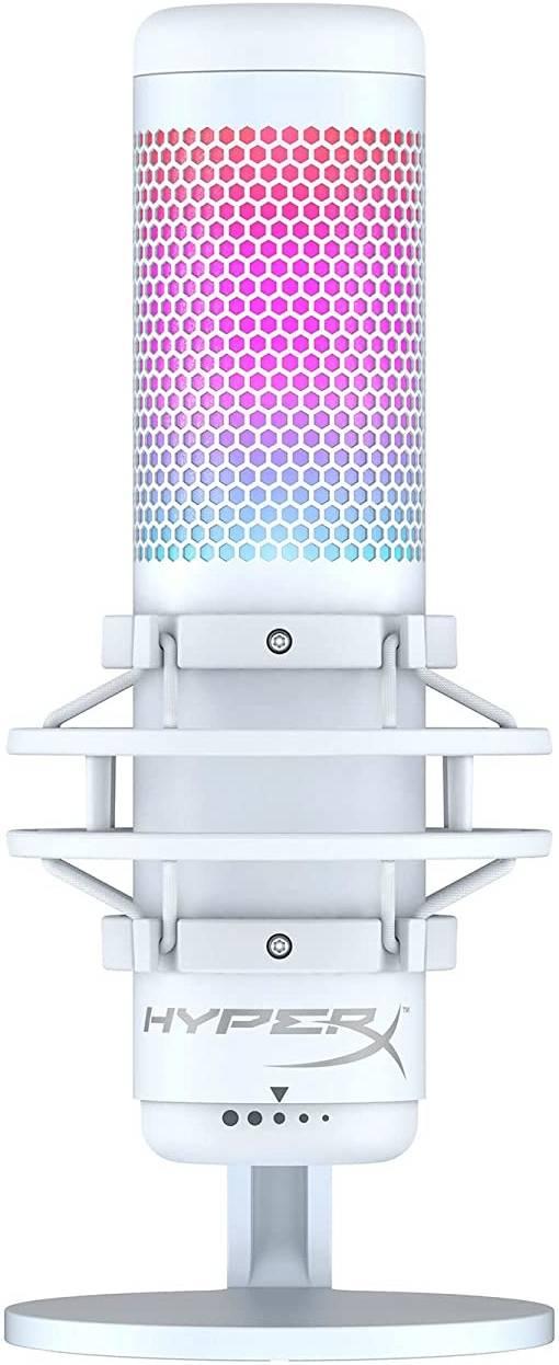 HyperX QuadCast S – RGB USB Condenser Microphone, For PC / PS4 and Mac, Anti-Vibration Shock Mount, Four Polar Patterns, Pop Filter, Podcasts, Twitch, YouTube, Discord, Gray - White | 519P0AA